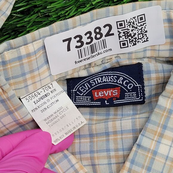 Vintage 80s LEVIS Button Shirt Large 21x30 Blue - Picture 8 of 10